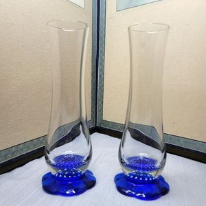 *VTG*. Bormioli Rocco Cobalt/Clear Vases.  (748)